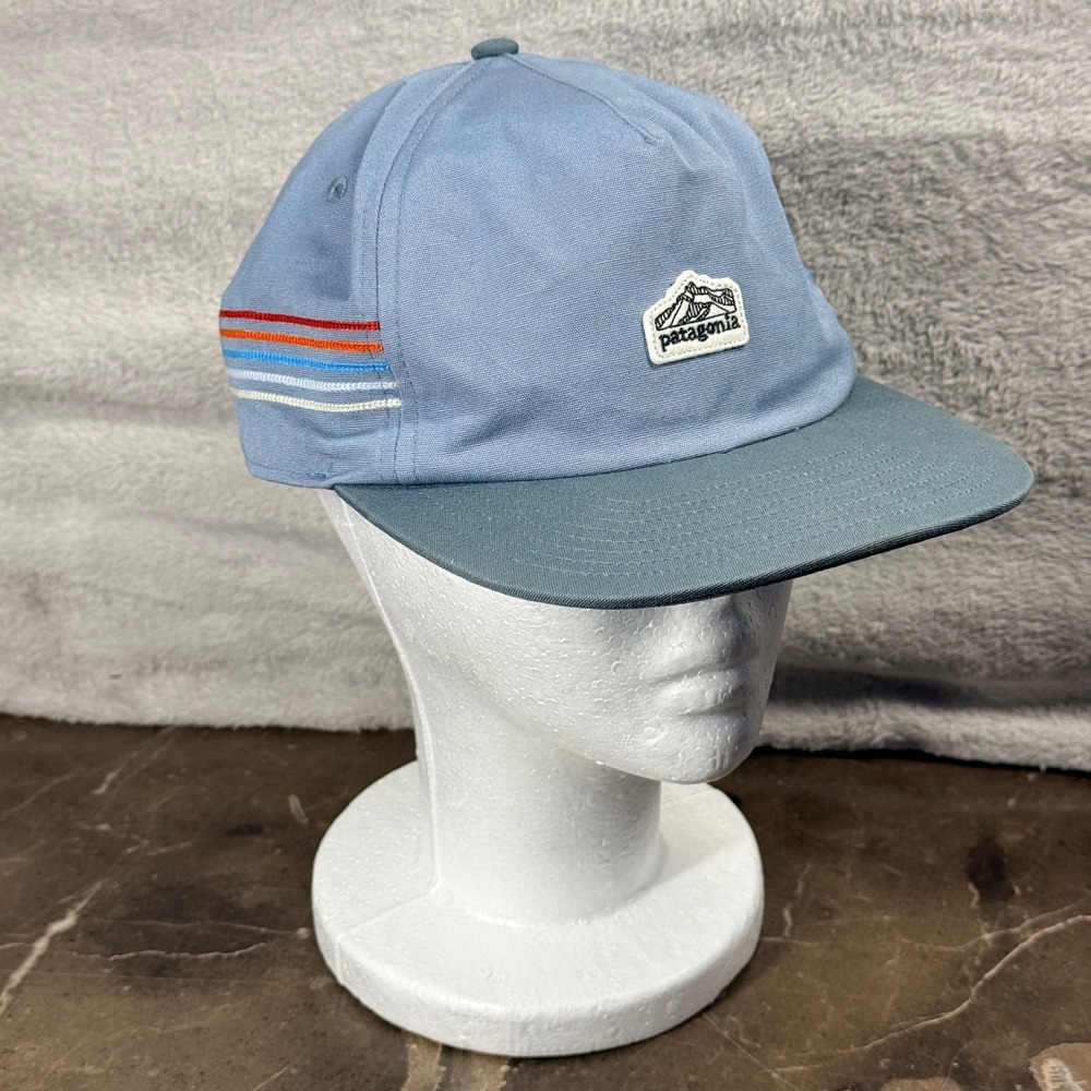 Patagonia LoPro Trucker Hat Mens Blue NetPlus Recycled Stripe Mountain Cap